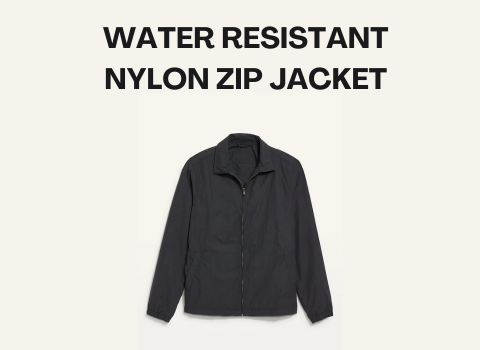 Water resistant nylon zip jacket